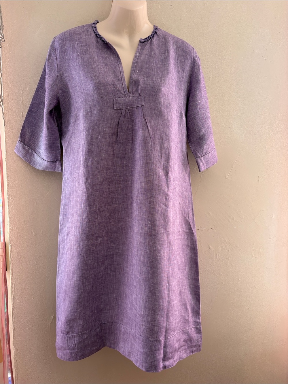 Linen Blend Purple Midi Dress. 100. Linen